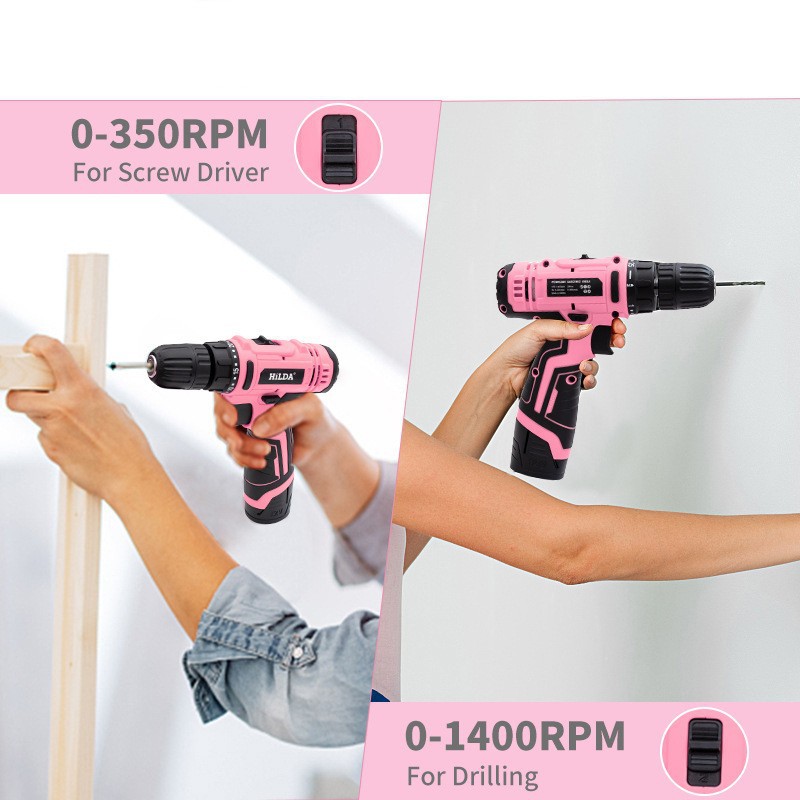 Power Tools Pink - Bor tangan warna pink 10mm dua