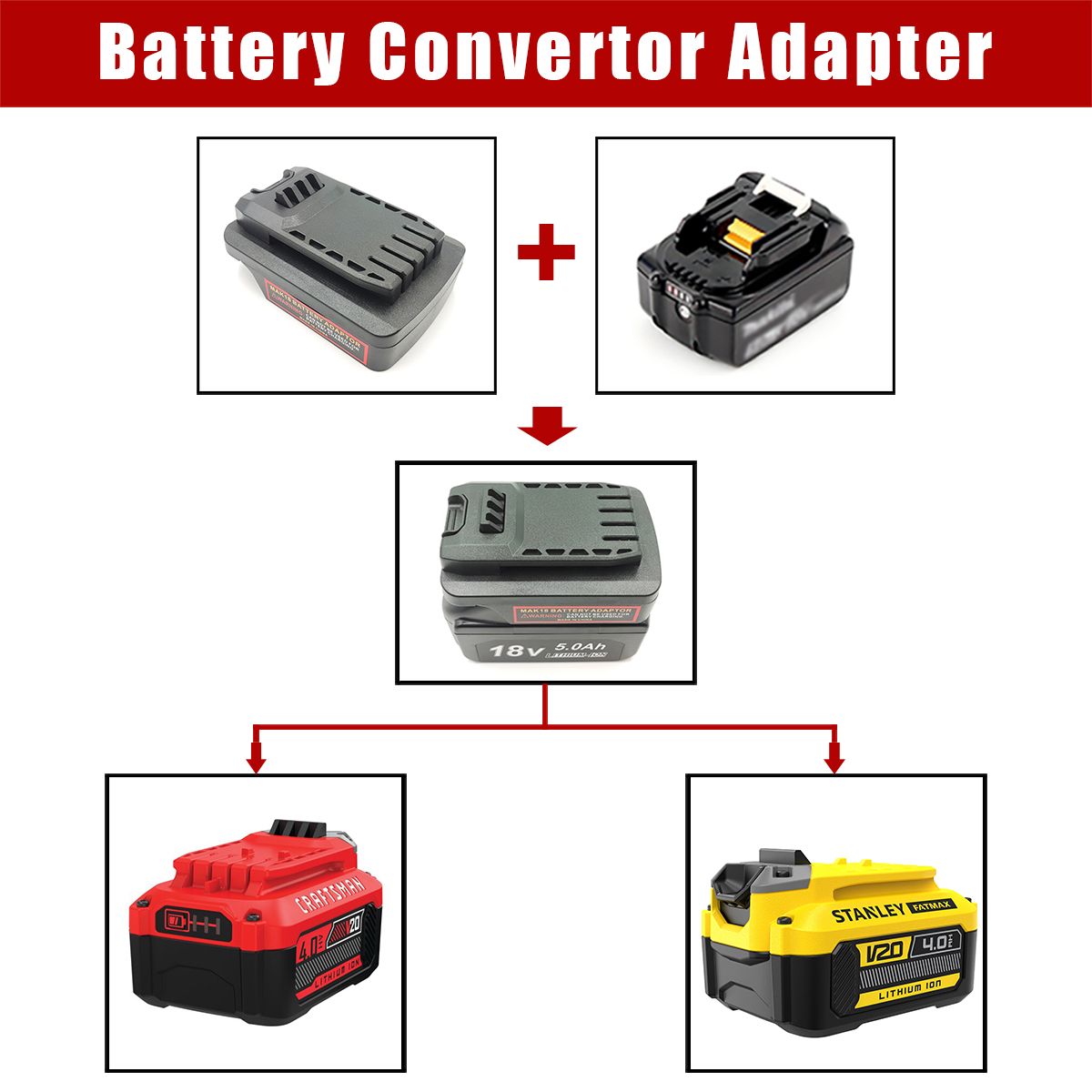 Konverter Adaptor Baterai untu - Power Tools Stanley ulasan dan harga