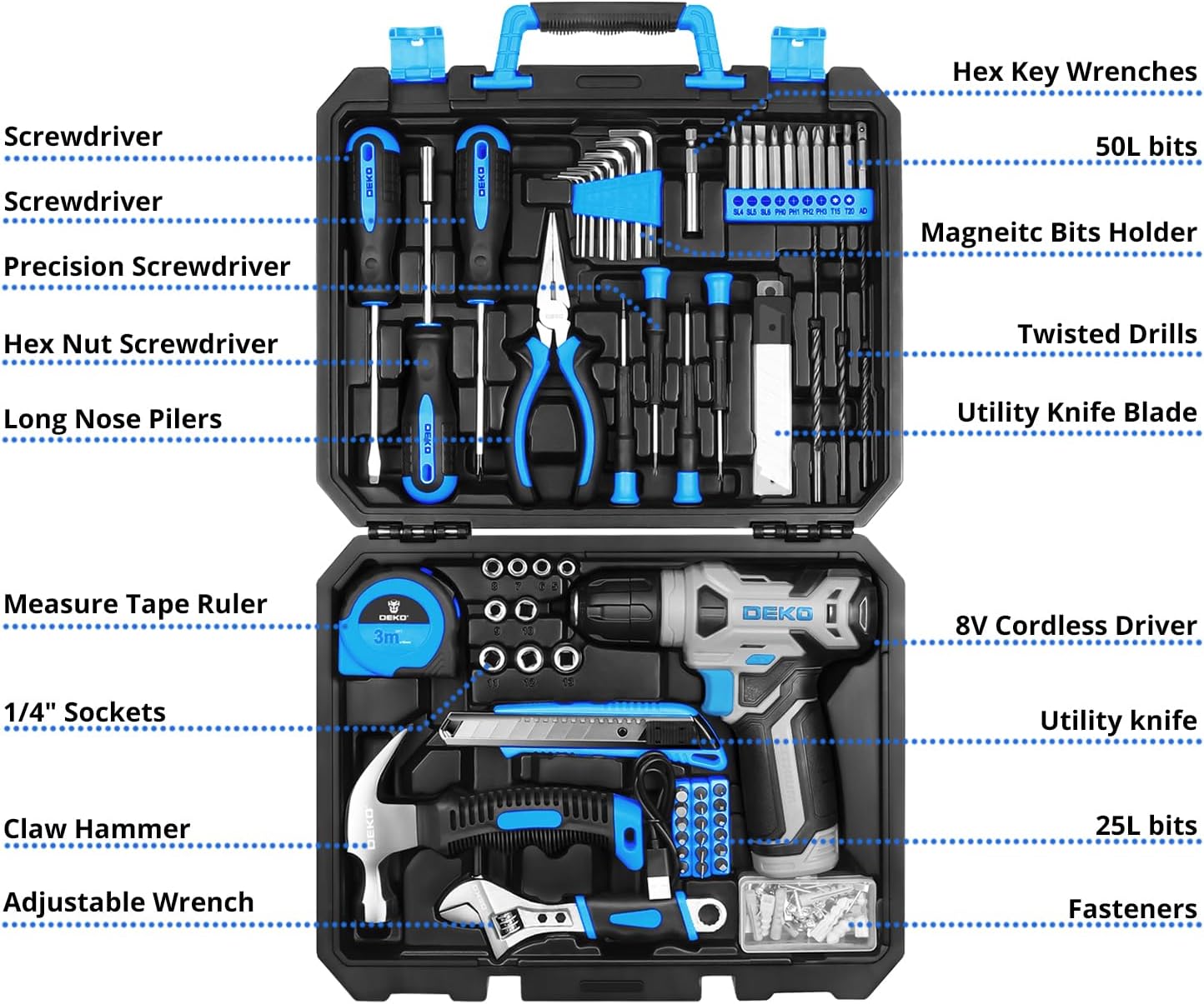 DEKO Set bor: Set alat dengan  - Combo Power Tools ulasan dan harga