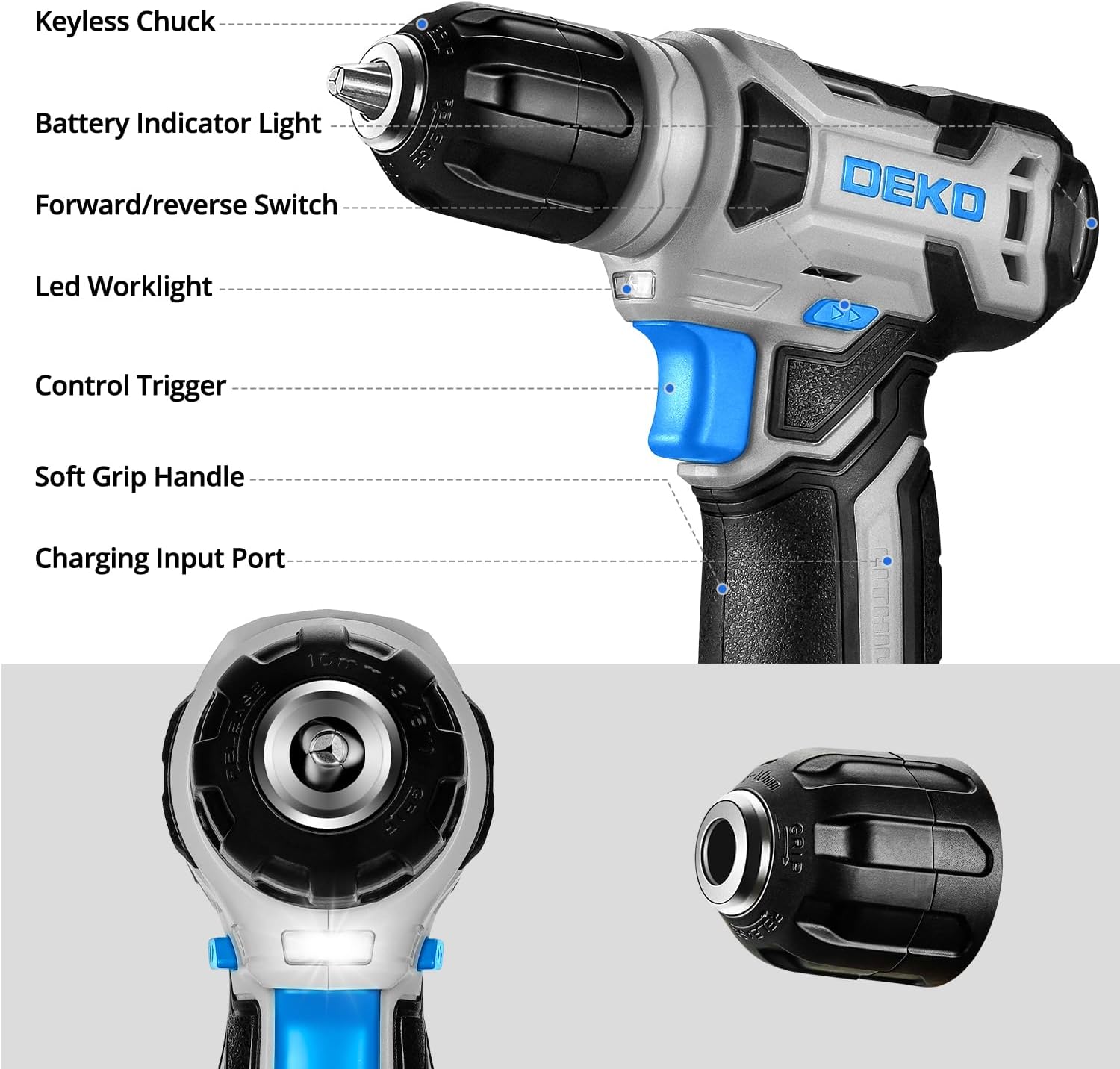 DEKO Set bor: Set alat dengan  - Combo Power Tools ulasan dan harga